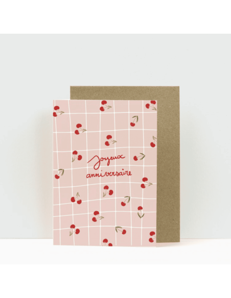 Carte double  Joyeux Anniversaire Cerise - My Lovely Thing