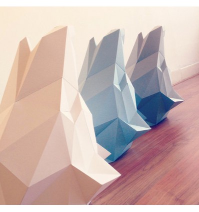 Kit de pliage papier trophée loup blanc - Assembli