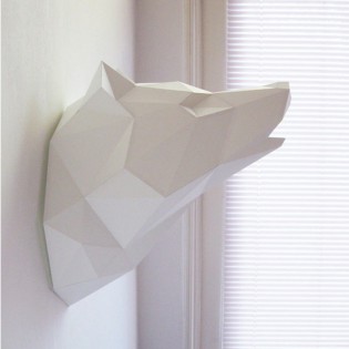 Kit de pliage papier trophée loup blanc - Trophée assembli